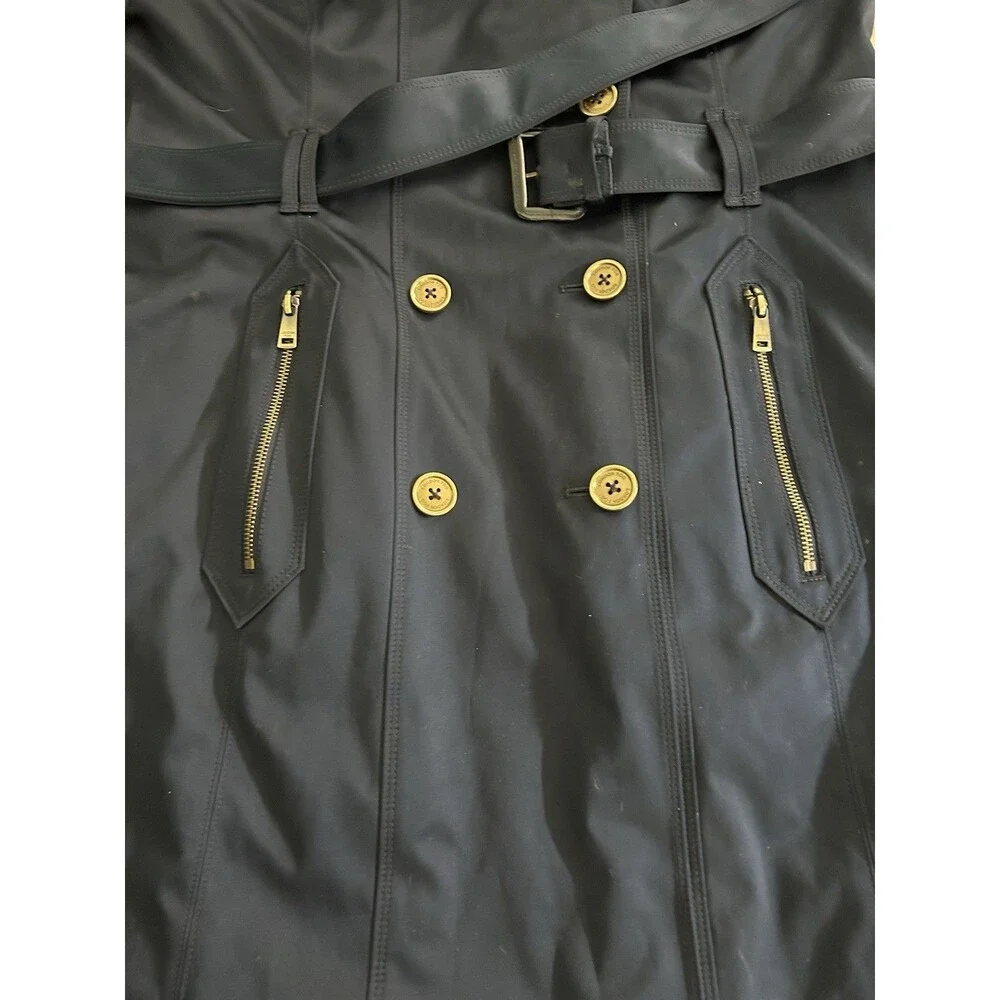 London Fog Heritage Double Breasted Belted Trench Dark Blue Satin Sheen Size L - Picture 12 of 16